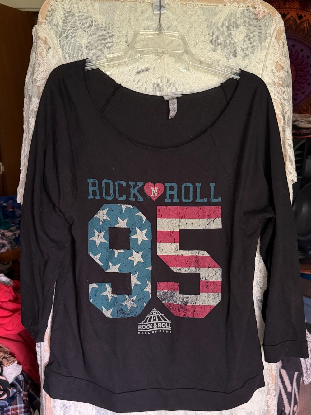 Black Rock N Roll '95 Graphic Long Sleeve Tunic Top